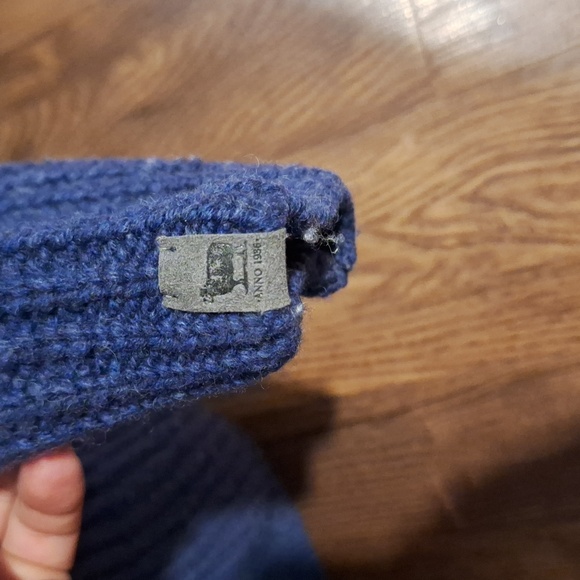 Wool House Denim Blue Knitted Woolen Cardigen - Men's - Open Front With Pockets - Picture 2 of 4